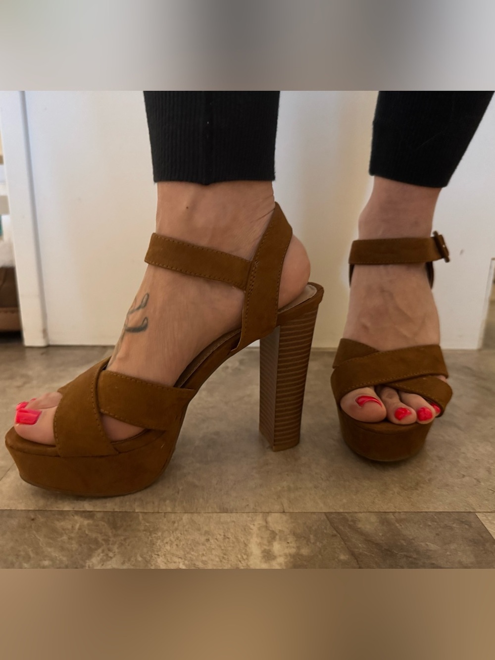 Buy 1 get 1 FREE 
JustFab Women's Tan Platform Sandals - Picture 9 of 11